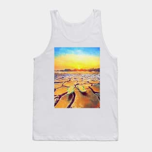 Dramatic sunset over drought earth illustration Tank Top